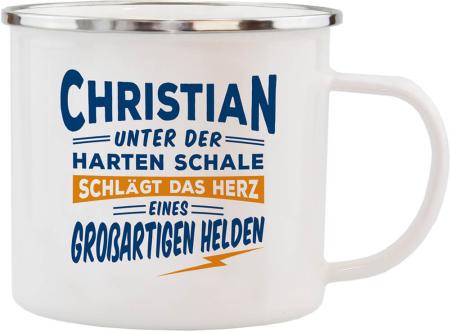 H&H Geschenk Emaillie Becher für Christian