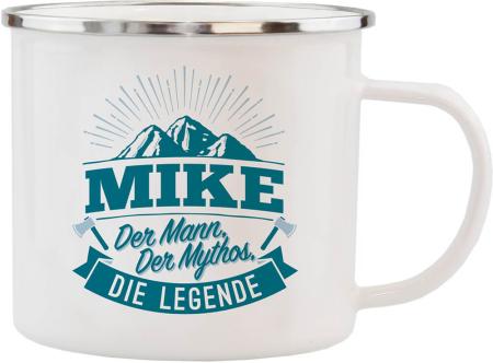 H&H Geschenk Outdoor Emaille Tasse für Mike