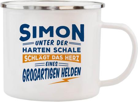 H&H Geschenk Emaille Tasse für Simon