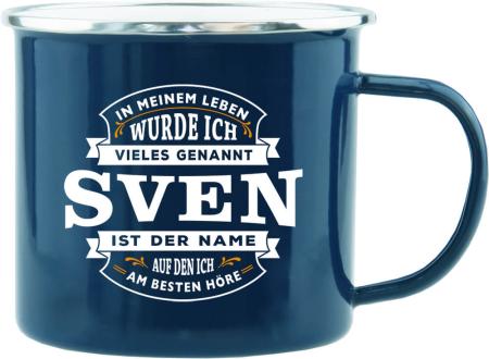 H&H Geschenk Emaille Tasse für Sven