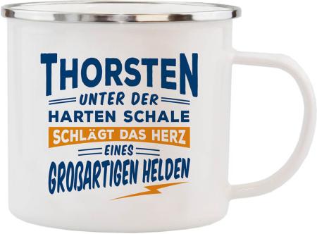 H&H Geschenk Emaille Becher für Thorsten