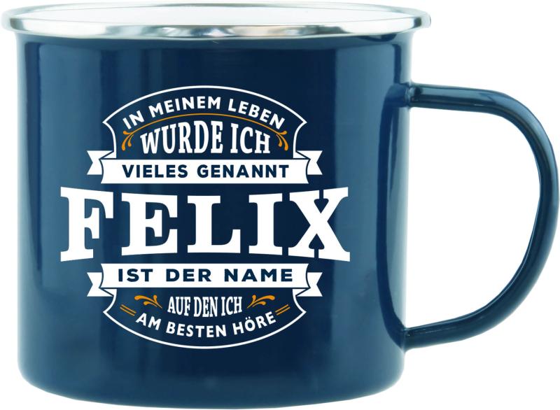 H&H Geschenk Emaillie Becher für Felix