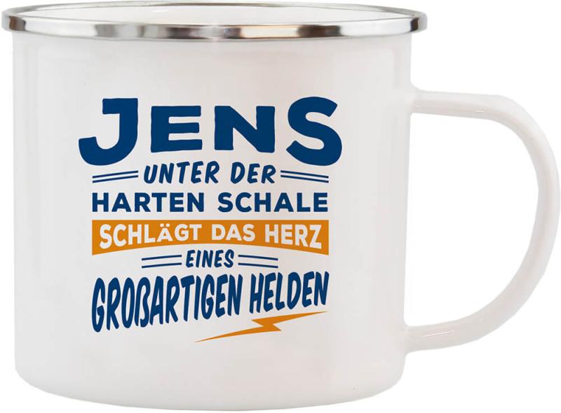 H&H Geschenk Emaille Tasse für Jens