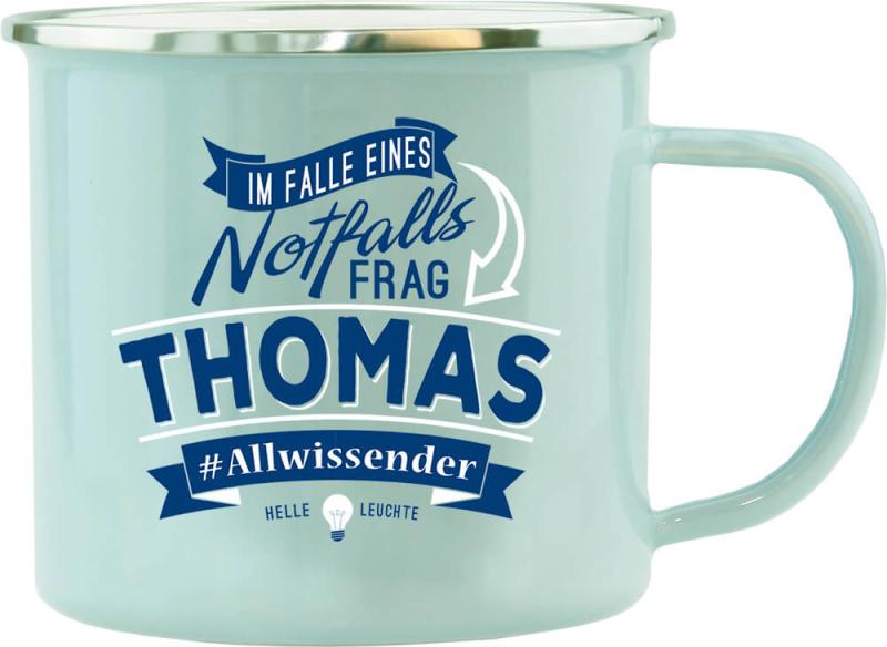 H&H Geschenk Emaille Becher für Thomas